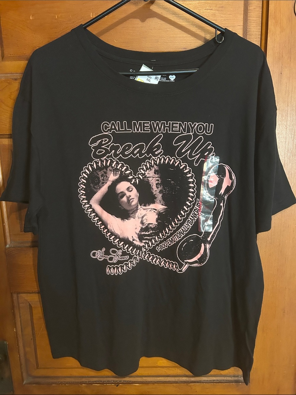 Selena Gomez Black Tee with Pink Graphic